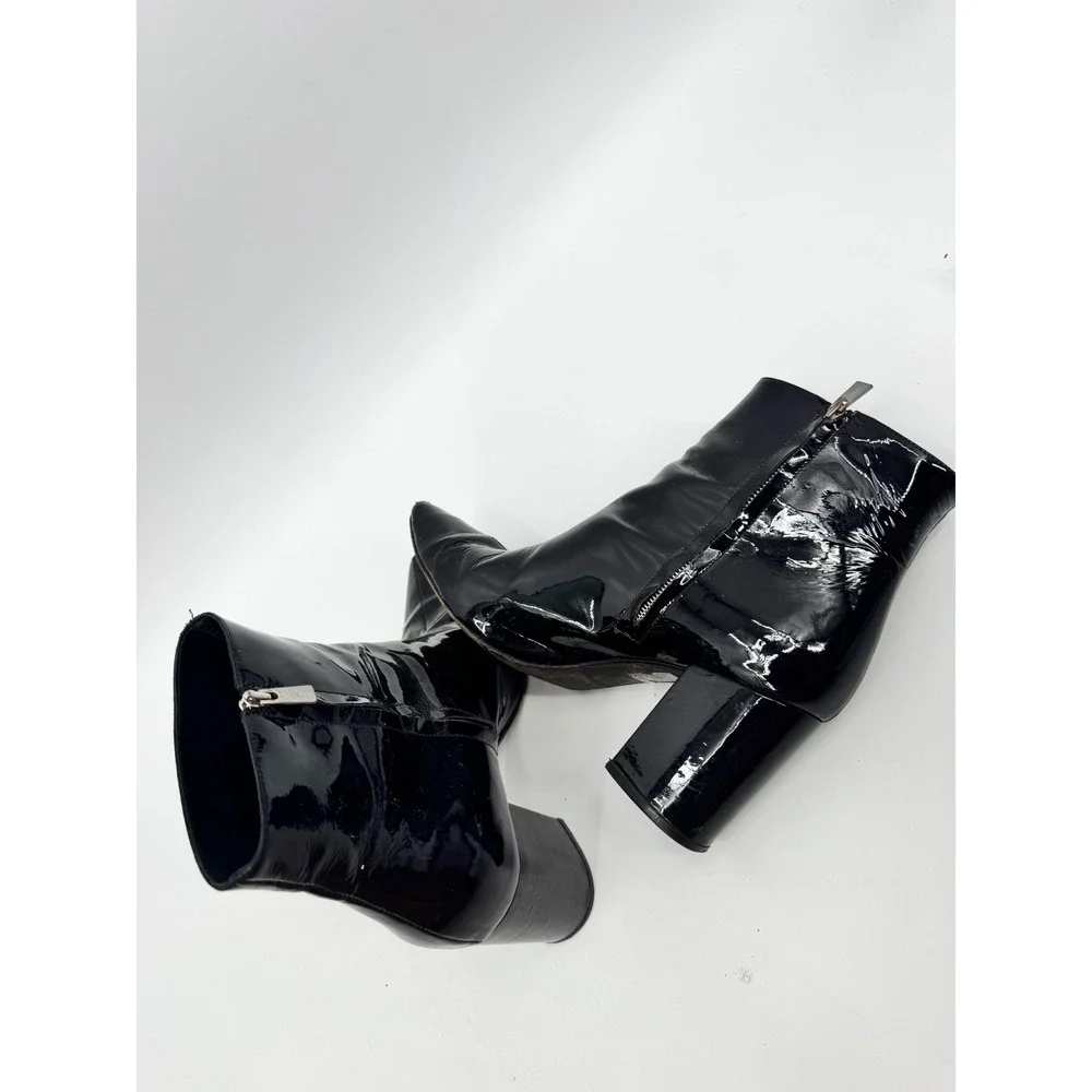 Anine Bing Ankle Boots Women Size 10 Black Pointed Toe Block Heel